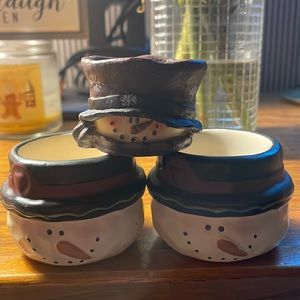 Snowman Tealight Holders CMI 2 and 1 Crazy Mountain Primitive ~ Antique Looking